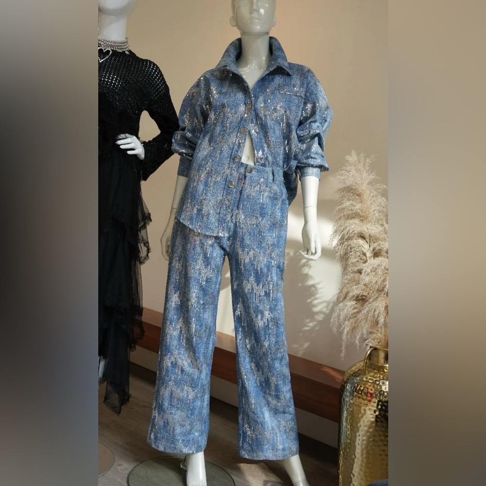 Blue Patterned Two-Piece Set
